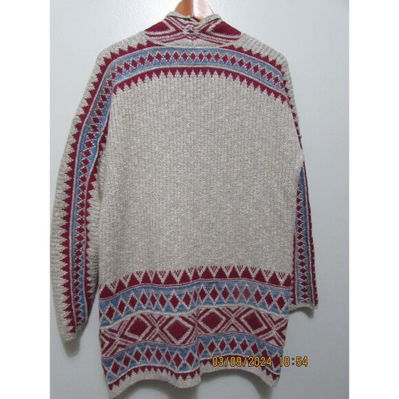 LUCKY BRAND SIZE S/P OPEN FRONT CARDIGAN SWEATER SOUTHWESTERN PRINT ATEC WESTERN - Picture 7 of 9